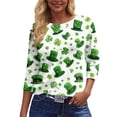 thumbnail image 4 of St Patricks Day Shirt Women 3/4 Sleeve T Shirts Funny Green Shamrock Printed Graphic Saint Patrick's Tee Tops Green L, 4 of 6