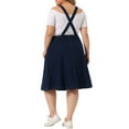 thumbnail image 3 of Agnes Orinda Women's Plus Size Overall Dresses Button Up Adjustable Strap Denim Midi Dress, 3 of 5