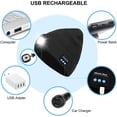 thumbnail image 6 of Bluetooth Beanie Hat with Light, Unisex USB Rechargeable 6 LED Headlamp Cap with Headphones, Built-in Stereo Speakers & Mic Winter Knitted Beanie Hat (Black), 6 of 9