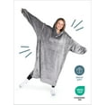 thumbnail image 6 of Bare Homey Adult Size Microplush Wearable Blanket - Long Length - Zipper Side Pockets, Gray, 6 of 9