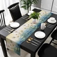 thumbnail image 5 of Yellow Blue Ombre Floral Table Runner Cotton Linen 108 Inch Holiday Dresser Scarves, Watercolor Flowers Retro Tablerunner for Kitchen Coffee Dining Bedroom Living Room Dinner Scarf Décor 13''x108'', 5 of 9
