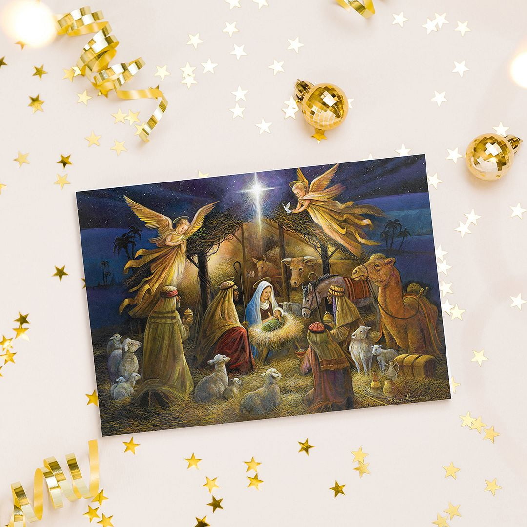 Masterpiece Studios Holiday Collection 18-count Boxed Christmas Cards With Foil Lined Envelopes 7 8 X 5 6 Gold Sparkle Ornament 936100 - View #4