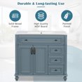 thumbnail image 5 of 36" Bathroom Vanity with Sink, Freestanding Bathroom Storage Vanity Cabinet with 4 Drawers and 2 Soft Closing Doors, Solid Wood Frame, Blue Grey, 5 of 8