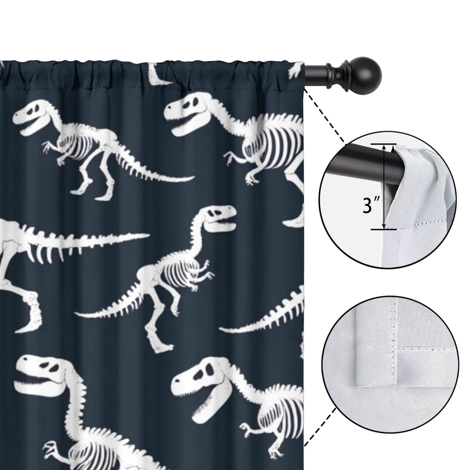 Blackout Kids Curtains,Cute Dinosaur Pattern Childrens Insulated Curtains Set Of 2,Bedroom Essentials,Toddler Room Decor 52x84in(132x213cm)