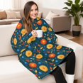 thumbnail image 4 of Wearable Lamb Fleece Blanket Hoodie,Pioneer Flower Floral Print Pattern Oversized Sherpa Blanket Hoodie with Super Pockets,Super Warm Fuzzy Pullover for Women & Men, 4 of 6