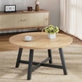 thumbnail image 1 of Table Basse Ronde Industrielle Yiwa, Table d'Appoint à Grain de Bois de 36 Pouces avec Pieds Réglables et Pattes en Métal pour Salon, 1 of 4