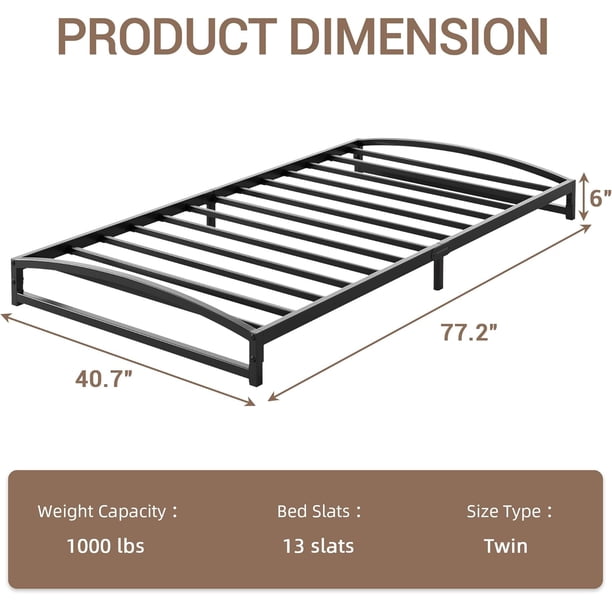 Daybed sofa marco de cama: 15-pulgada clearance para almacenamiento, ergonomic metal frame para small spaces