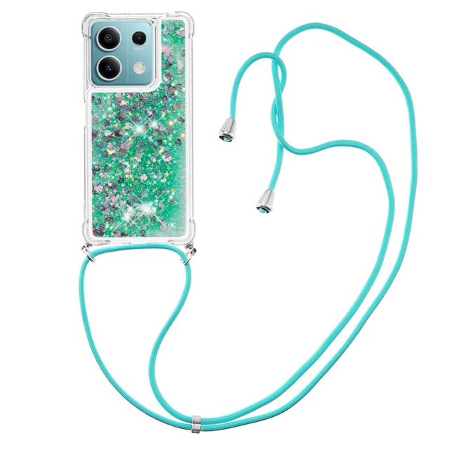 Funda FOXDOCK para Xiaomi Redmi Note 13 5G con Cuerda Ajustable, Brillo Líquido, Protección Antigolpes y Lente – Ideal para Regalo