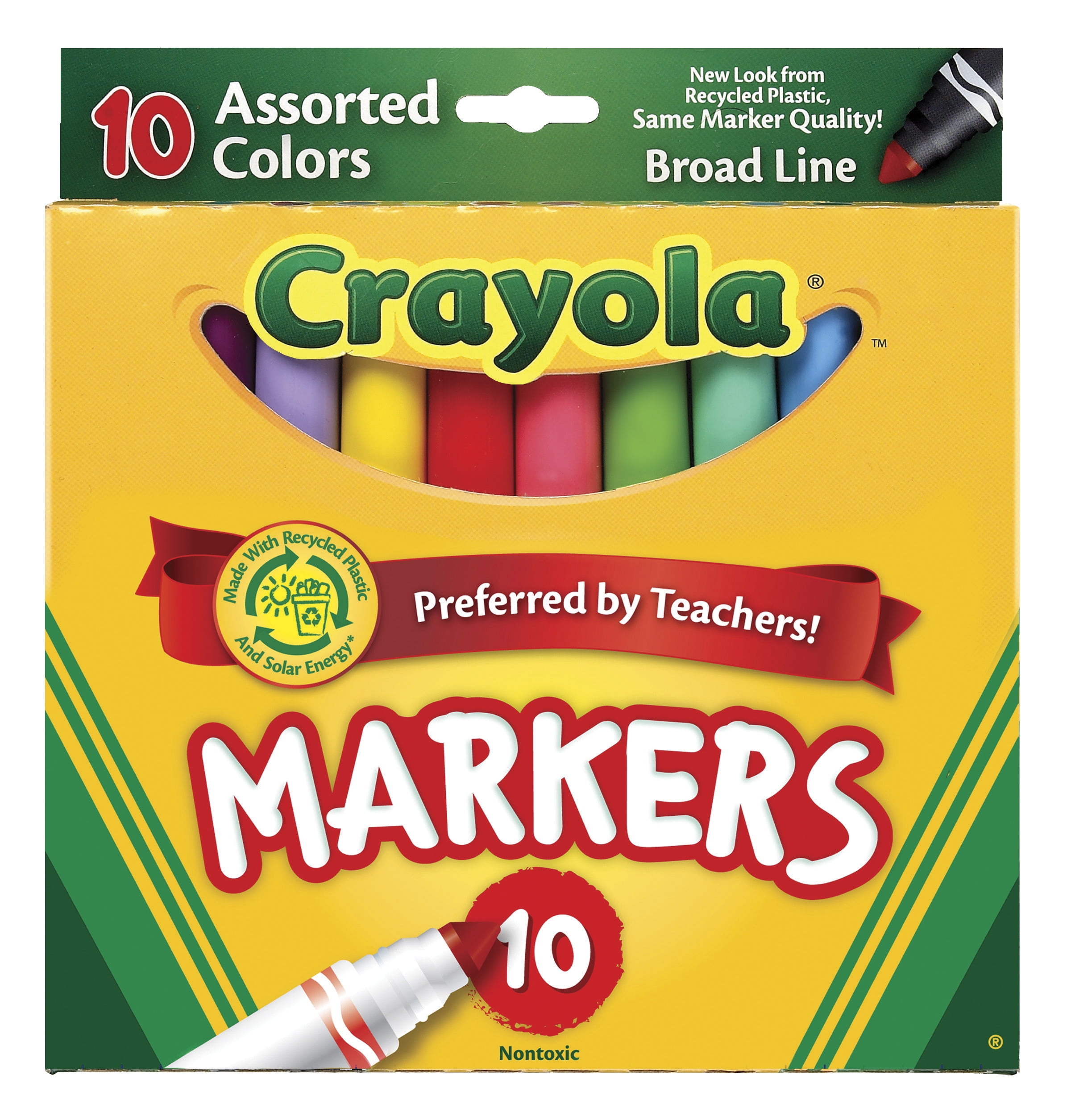 Crayola Original Broad Line Markers, Assorted Bright and Bold Colors, Set of 10
