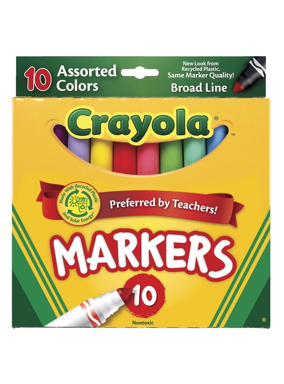 Crayola Original Broad Line Markers, Assorted Bright and Bold Colors, Set of 10