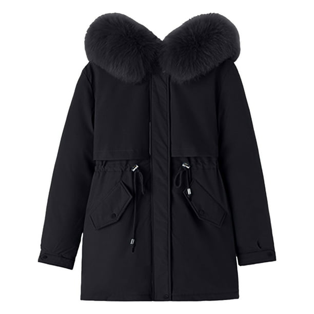 Chaquetas y abrigos casuales con capucha y manga larga para mujer, abrigo con bolsillo y cremallera, chaqueta larga de invierno de algodón con plumón y manga larga para mujer