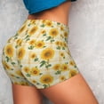 thumbnail image 4 of Fotbe Yellow White Plaid Sunflower Shorts Sin Costuras – Shorts Deportivos de Cintura Alta para Mujer, Elásticos para Gimnasio, Yoga, Running o Ciclismo-Large, 4 of 8