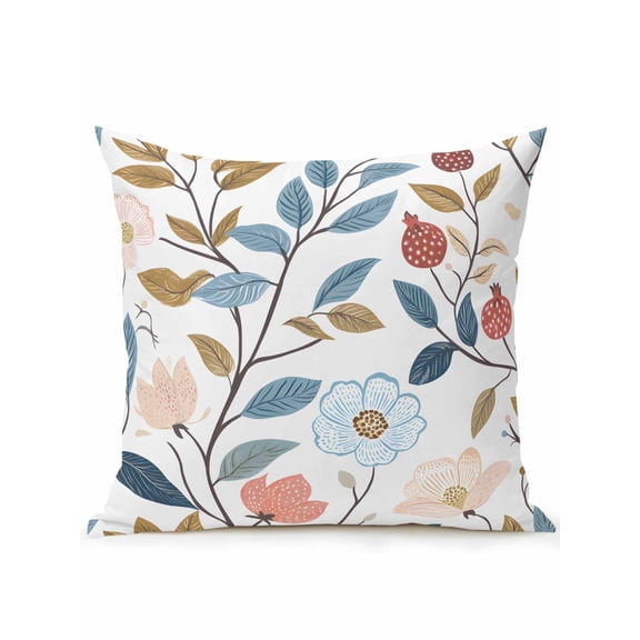 Outdoor Pillows Waterproof, Pastoral Botanical Bedding Throw Pillows with Insert for Couch Sofa Bed, Spring Summer Floral Farmhouse 18x18 Inch Pillowcases Decorative Camping Patio Pillow Set of 1