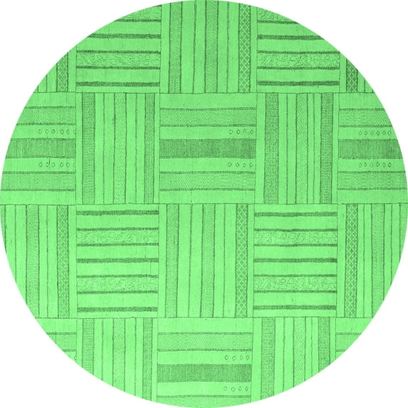 Ahgly Company Indoor Round Checkered Emerald Green Modern Area Rugs, 3' Round