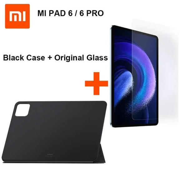 Original Mi Pad 6 / 6Pro Tablet Case 11" 2023 PU Leather Folding Stand Magnetic Flip Stand Mi Pad 6 Pro Case Cover with Original Glass for Mi Pad 6 Pro