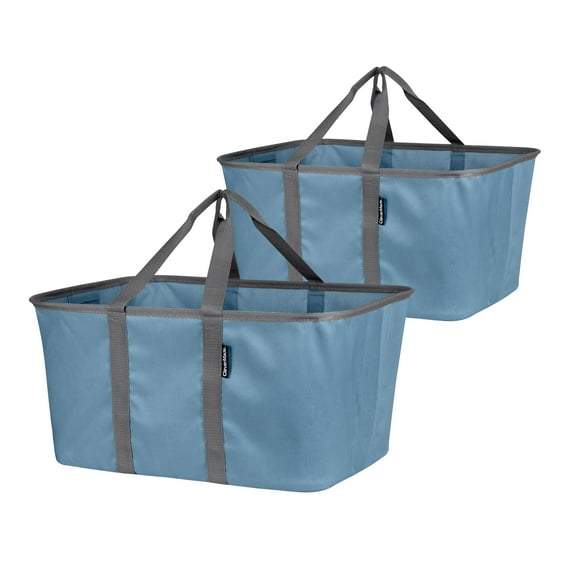 Clevermade 2-Pack Collapsible Fabric Laundry Basket Container BLUE Denim Large Organizer Bag - WLM8 (02586-C)