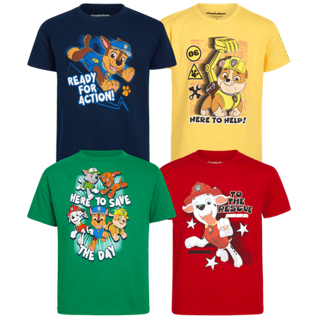 

Nickelodeon Kids’ Paw Patrol T-Shirt – 4 Pack Chase Marshall Everest Sky Graphic Tee for Boys and Girls (Size: 2T-7)