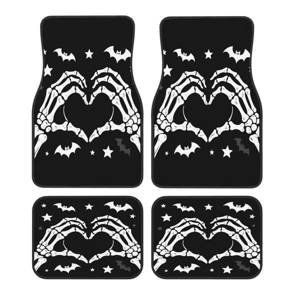 KAKALAD Skeleton Hands Heart Bats Stars 01 Car Floor Mats 4PC Set Carpet Protection, Universal Fit for Car SUV VA & Truck, Vehicle Front & Rear