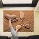 thumbnail image 2 of 4 piezas de calcomanías de pared con huellas de playa, calcomanías removibles, huellas de playa 3D, decoración de pasta para piso de dormitorio, sala de estar, decoración del hogar, baño, cocina, puer, 2 of 5