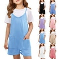 thumbnail image 3 of Coerni Girl's V Neck Overalls Casual Straight Leg Jumpsuits Spaghetti Casual Short Pants Rompers Teen Western Summer Fashion Outfit, 3 of 8