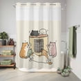 thumbnail image 6 of No Hook Shower Curtain, Beige Cute Cat Shower Curtains for Bathroom with See Through Top Window, Cartoon Funny Heater Cats Waterproof & Washable Bath Curtain 60"x72", 6 of 9