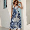 thumbnail image 5 of Blue Chinoiserie Toile River Dress Summer Street Style Bohemia Long Dresses Female Sleeveless Printed Maxi Dress, 5 of 9