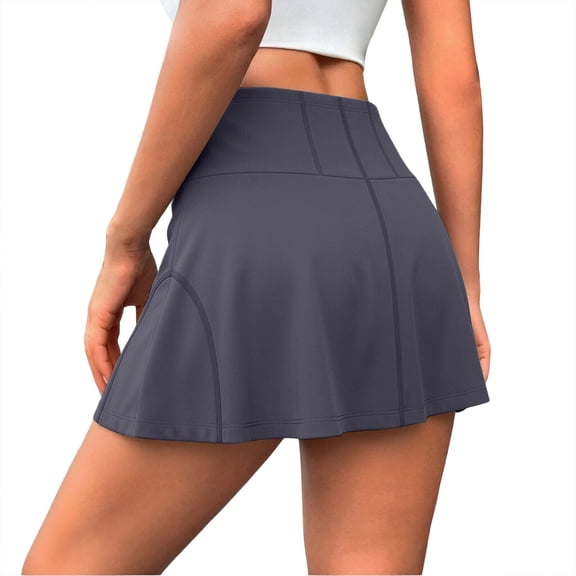Hurxie Tennis Skirts for Women Pleated Athletic Skort Lightweight Golf Skirts with Shorts Pocket Workout Pickleball Gray,M