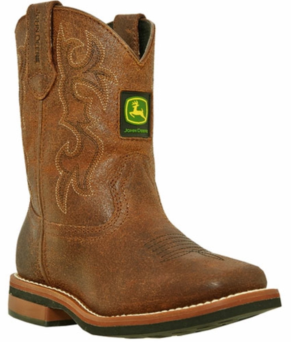 John Deere Girl's Boots Tan Distress 5 M