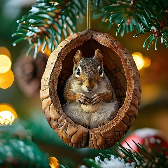 Christmas Hanging Ornament,Personalized 2D Flat Ornaments for Christmas Tree,Christmas Hanging Decorations for Xmas Decor,Lovers Ornament Gifts (Squirrel)