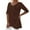Brown #1, variant on Women's Long Sleeve Tops Spring Summer V Neck Tie Button Imitation Linen Breathable Loose Front Split Five Quarter Top Long Sleeve Blouse