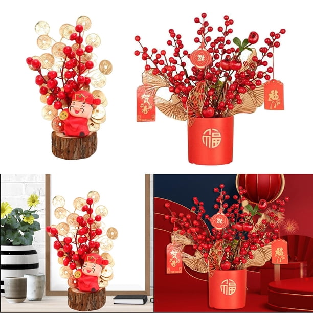 Adorno de flores artificiales BLESIY en maceta Cesta China 2 uds