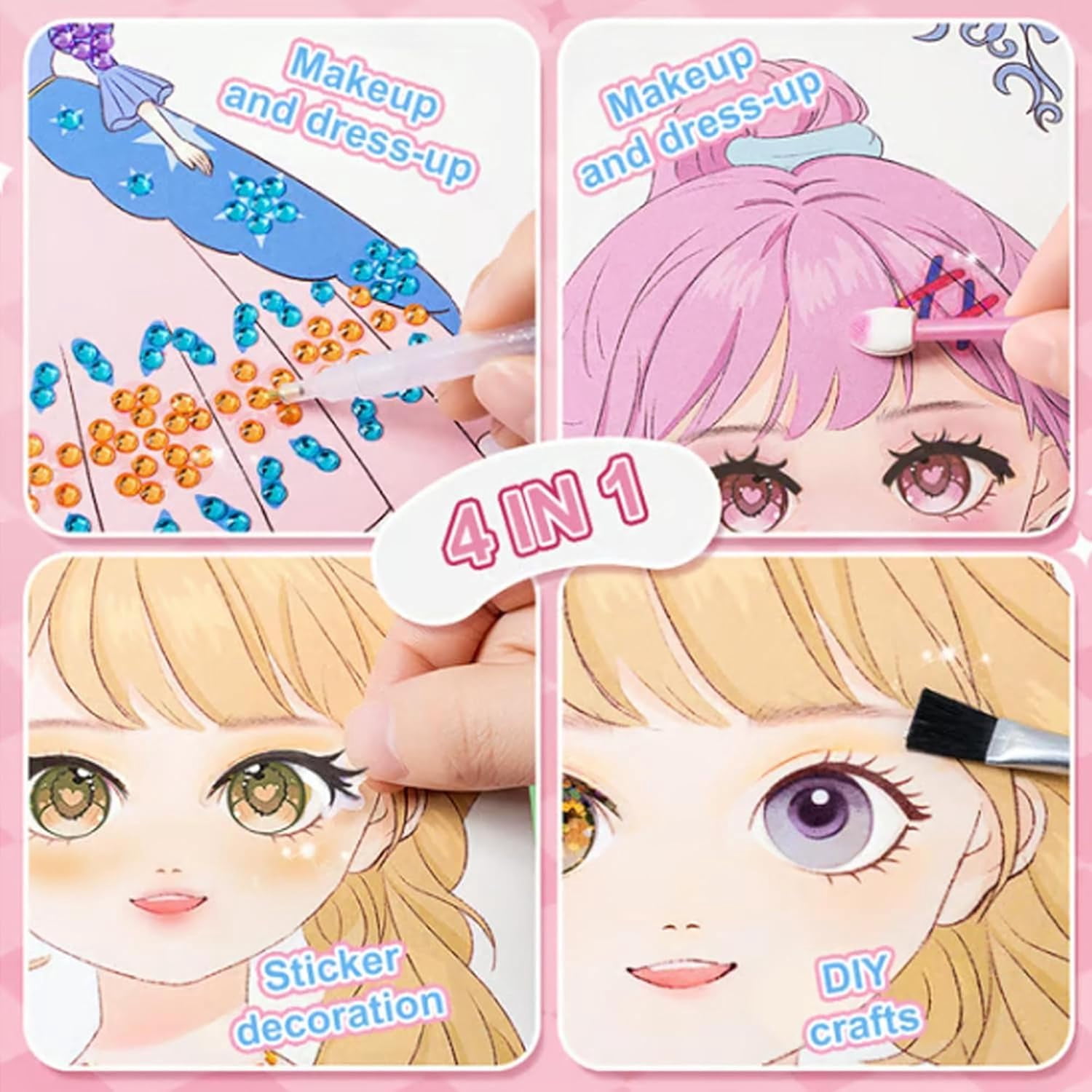 Princess Glam Magic Kit, Special Diamond Art and Princess Book with Foil Art, Sparkling DIY Craft Set for Art Lovers, Creative Birthday & Christmas Gift