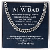 To My Amazing New Dad- Stainless Cuban Link Chain For Father Necklace Gift For Him, Birthday Gift, Aniversary Gift