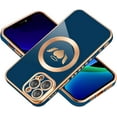 thumbnail image 5 of for iPhone 12 Pro Max Case(6.7 inch),Luxury Plating Cute Heart Wing Full Camera Lens Protection Magnetic Case for iPhone 12 Pro Max for Women Girls（Blue）, 5 of 7