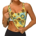 thumbnail image 4 of Fotbe Farmhouse Sunflower Pattern Womens' Sports Bra Longline Wirefree Padded with Medium Support Sports Moisture-Wicking Workou Vest,Tank Top-Small, 4 of 9