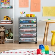 IRIS 5-Case Craft Storage Cart with Organizer Top and wheels for Scrapbooking, Gray