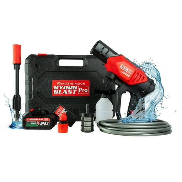 Hidrolavadora Portátil Inalámbrica Hydroblast Pro de Alta tensión con 80 Bares y 1116 Psi, 1 sola carga potencia de 2 baterías