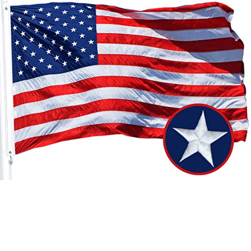 G128 - American Flag | 3x5 feet | Embroidered 210D - Embroidered Stars, Sewn Stripes, Brass Grommets, Indoor/Outdoor, Vibrant Colors, Quality Polyester, US USA Flag
