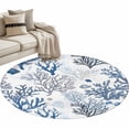 thumbnail image 2 of Blue Coastal Round Area Rug 4 FT, Non Slip Indoor Outdoor Rug, Summer Nautical Ocean Beach Coral Fish Washable Soft Circular Carpet Non-Shedding Floor Mat for Coffee Table Nursery Foyer Balcony, 2 of 8