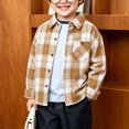 thumbnail image 2 of Gubotare Boy Shirt Boy Flannel Shirt Toddler Plaid Shirt Long Sleeve Button Down Lapel Jacket Tops Fall Clothes 5T 6T, 2 of 9