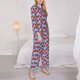 thumbnail image 3 of Balery Cartoon Crabs Conjunto de Pijama con Estampado para Mujer, Conjunto de Dos Piezas con Manga Larga, Ropa de Dormir Suave con Bolsillos, Pijamas Cómodos-XX-Large, 3 of 7
