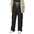 thumbnail image 6 of WULMLEO Cargo Pants for Women Wide Leg High Elastic Waist Y2K Pant Fall 2026 Casual Fall Plus Size Hiking Trousers with Pockets Black 2XL, 6 of 7