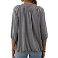 thumbnail image 4 of Ichuanyi Womens Tops Women's Solid Color Loose Round Neck Sleeve T-Shirt Tops, 4 of 9