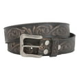 thumbnail image 3 of Snap On Soft Hand Floral Embossed Vintage Cowhide Full Grain Leather Casual Belt, 3 of 4