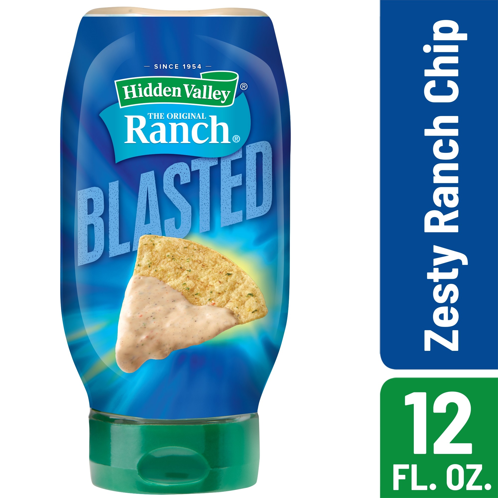 Hidden Valley Ranch Blasted Dipping Sauce, Zesty Ranch Chip, Gluten Free 12 Ounce Bottle