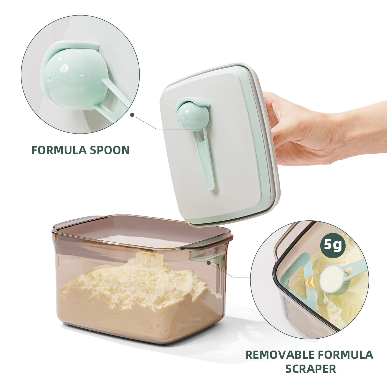 Formula Container - Airtight Milk Powder Container for Travel, Formula Dispenser Container with Scraper 300g 1000ml Brown