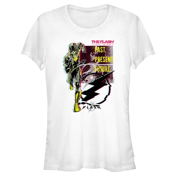 Junior's The Flash Barry Allen Glitch  Graphic Tee White Large