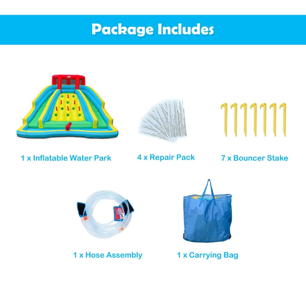 Aimee Lii Double Side Inflatable Water Slide Park with Climbing Wall for Outdoor Without Blower, Bounce House Water Slide for Kids 5-10 Aimee Lii Double Side Inflatable Water Slide Park with Climbing Wall for Outdoor Without Blower, Bounce House Water Slide for Kids 5-10