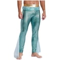 thumbnail image 2 of TiaoBug Mens Mermaid Pants King of The Sea Costume Metallic Shiny Fishscale Print Tights Leggings Mint Green XXL, 2 of 6