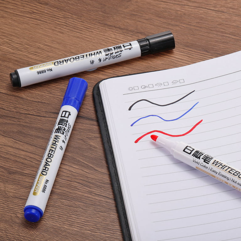 Dry Erase Marker Pens Black Ink Fine Tip Office Writing on Whiteboard Pen,  2 Set